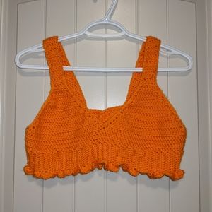 Orange crochet bralette crop top